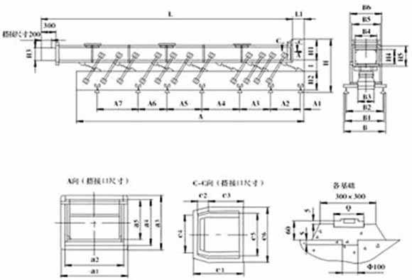 GZS型慣性振動(dòng)輸送機(jī)外形尺寸